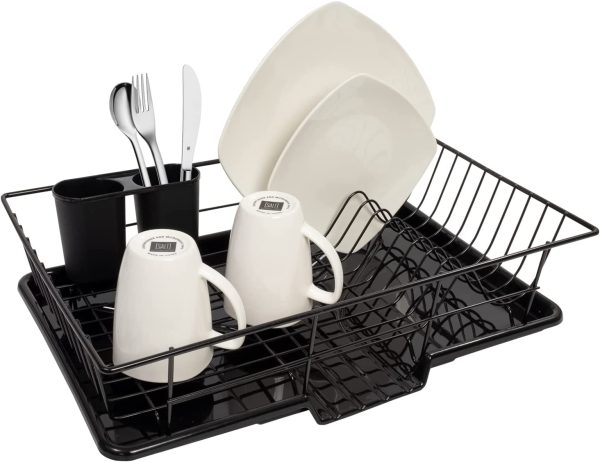 Sweet Home Collection Dish Drainer Drain Board and Utensil Holder