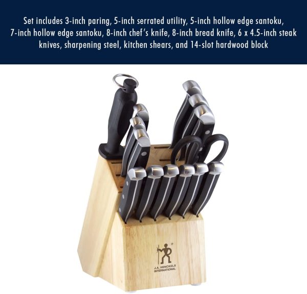 HENCKELS Premium Quality 15-Piece Knife Set with Block, Razor-Sharp - Image 3