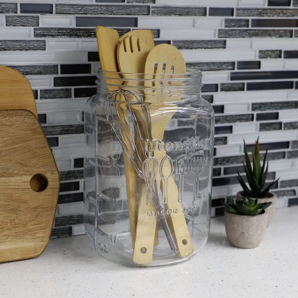 Home Basics X-Large, Clear 4.5 L Utensils Glass Canister - Image 2