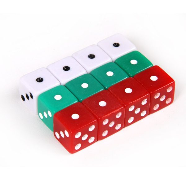 ETA hand2mind 3 Color Dot Dice, 5/8", Set of 12