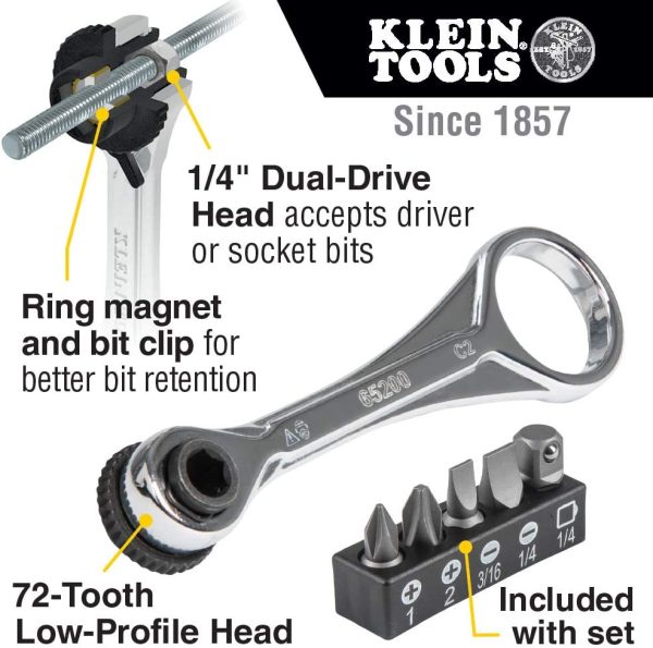 Klein Tools 65200 Ratchet Set, 5-Piece Mini Ratchet Set with Phillips - Image 2