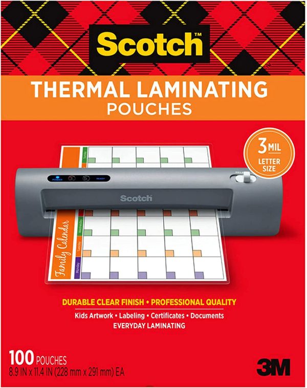 Scotch Thermal Laminating Pouches, 100 Pack Laminating Sheets